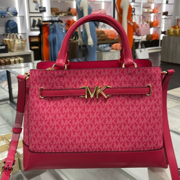 MICHAEL KORS 
Reed Large Graphic Logo Belted Satchel
Electric Pink 
NWT - Picture 3 of 16